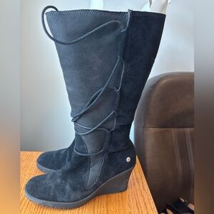 UGG Black Elsey Wedge Boots